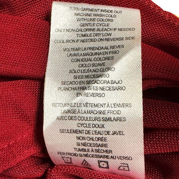 Almost Famous Women's Red Tie Front Long Sleeve Sheer Top Size S - Picture 4 of 6